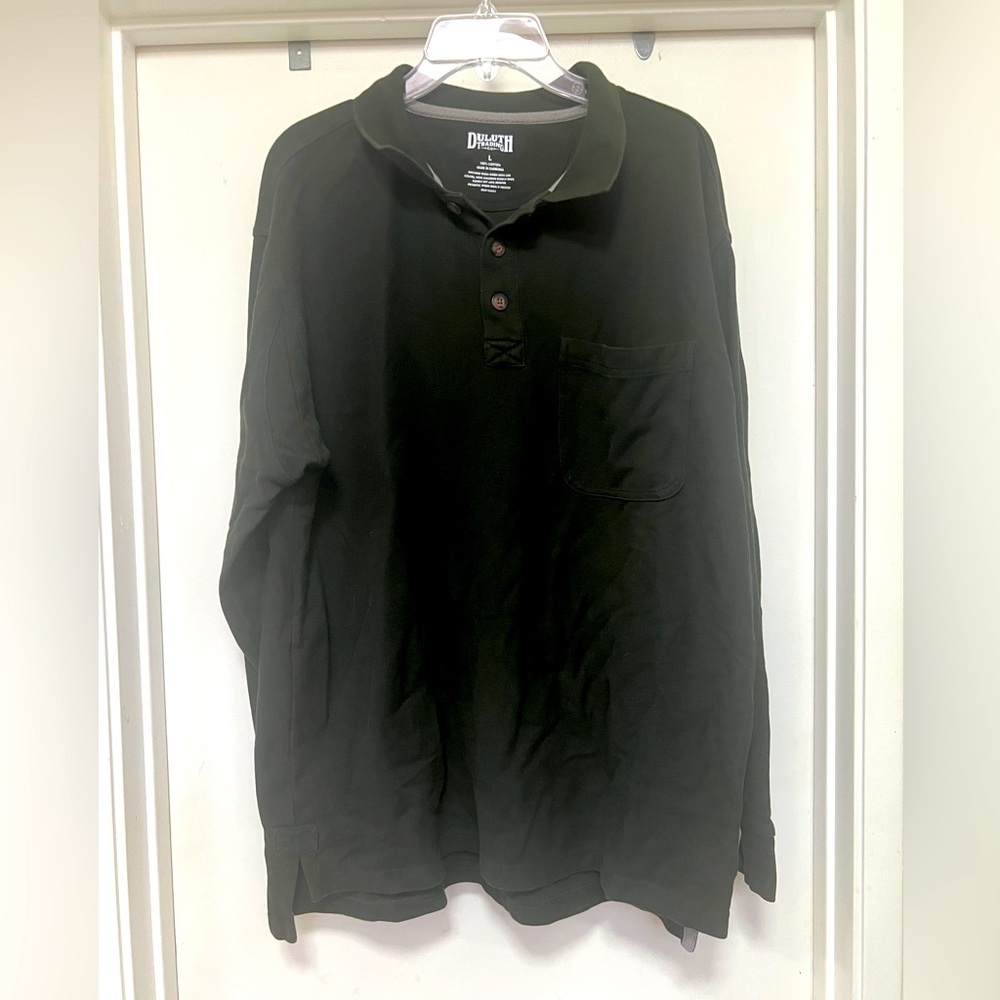 Duluth Trading Co long sleeve men’s pique polo - size L - forest green